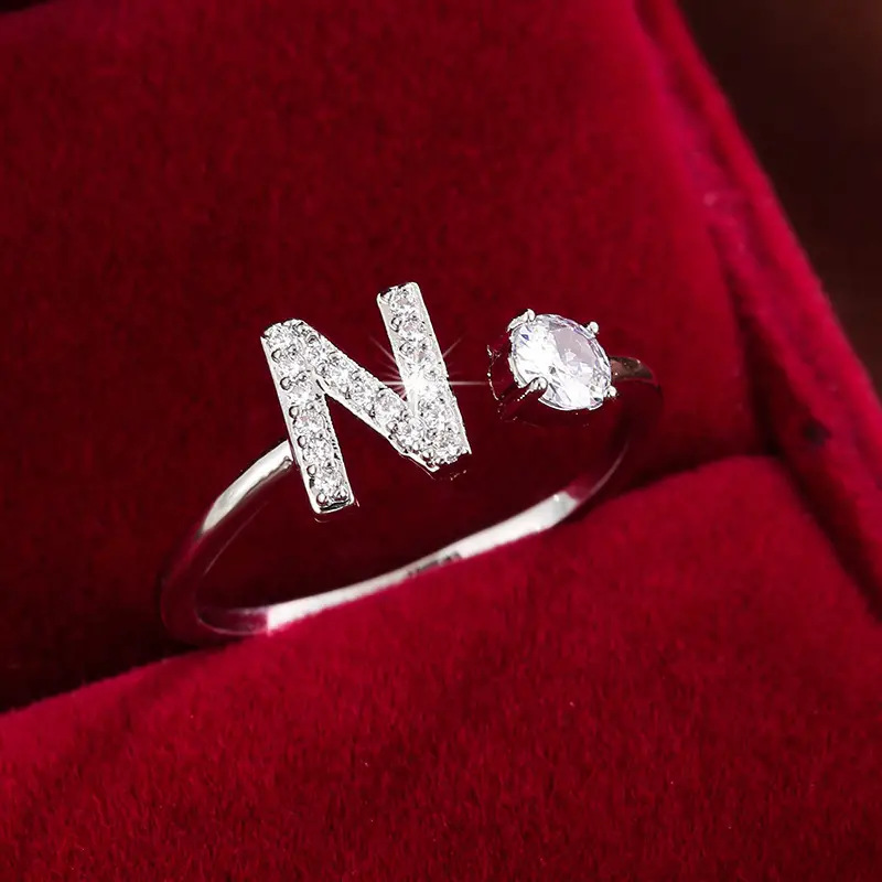 Crystal Letter Ring