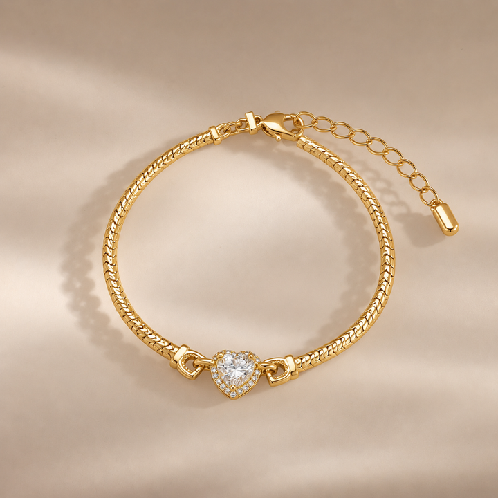 Heart Zircon Snake Chain Bracelet