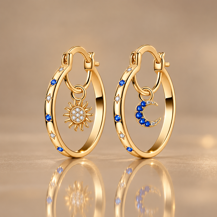 Celestial Sun &amp; Moon Hoop Earrings