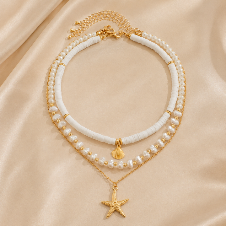 Ocean Pearl Shell Layered Necklace