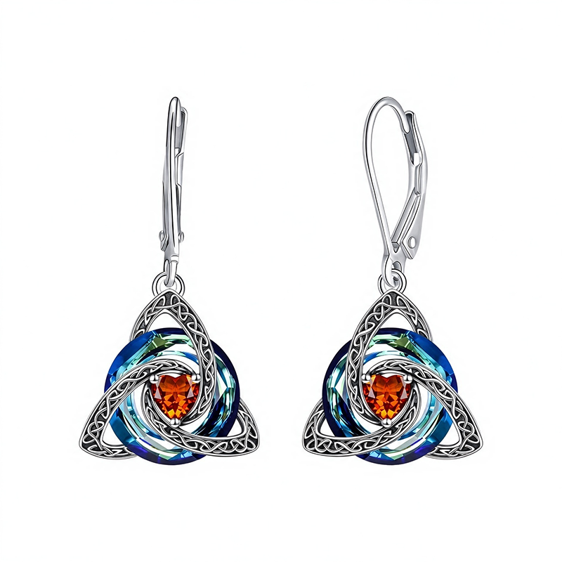 Trinity Knot Birthstone Earrings