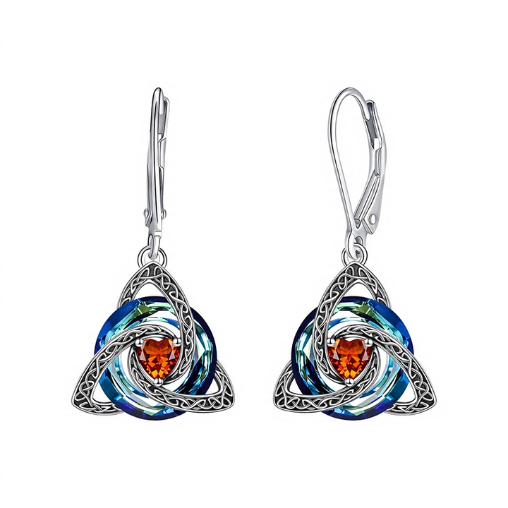 Trinity Knot Birthstone Earrings