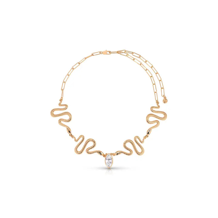 Golden Serpent Crystal Necklace