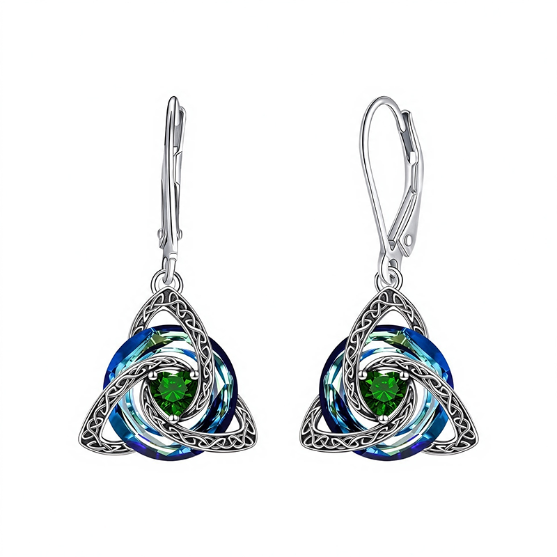 Trinity Knot Birthstone Earrings