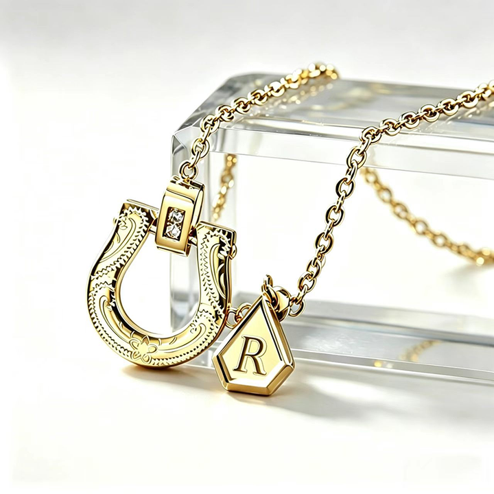Fortuna Gold Horseshoe Initial Necklace