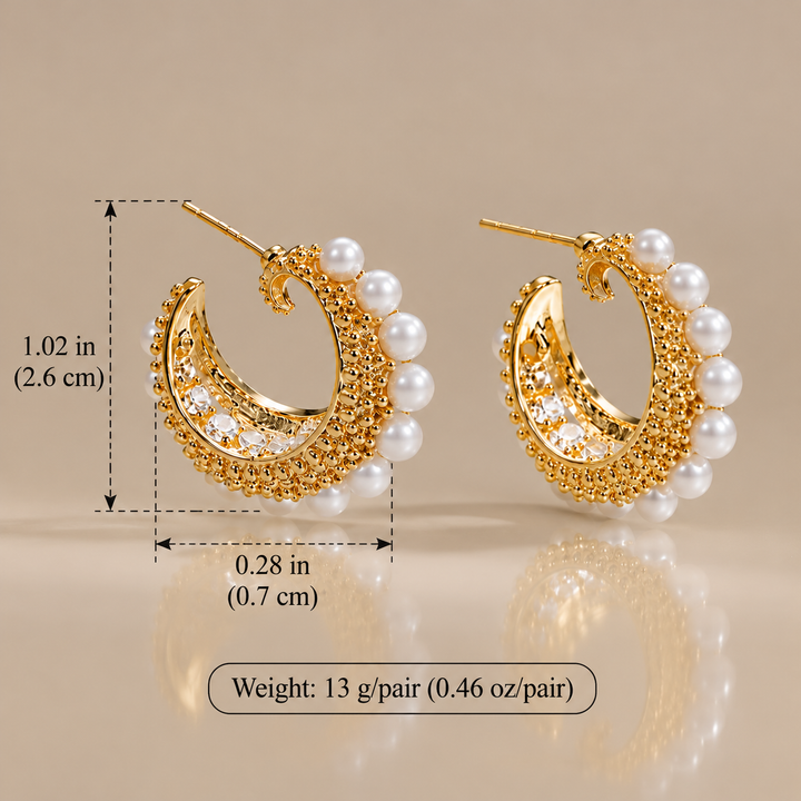 Pearl Crescent Hoop Earrings