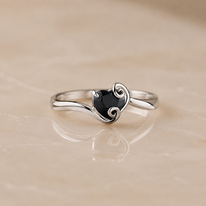 Black Heart Wave Ring