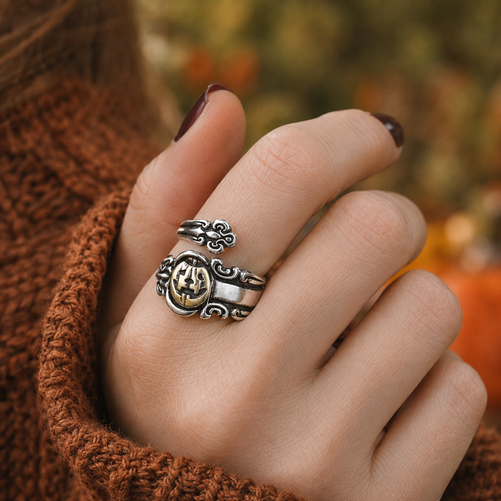 Pumpkin Face Adjustable Ring