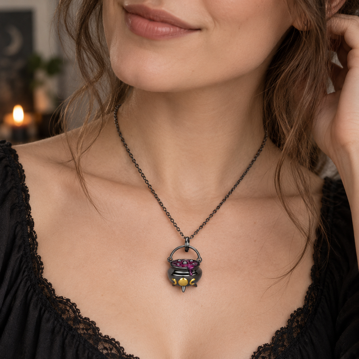 Witch Cauldron Halloween Pendant Necklace
