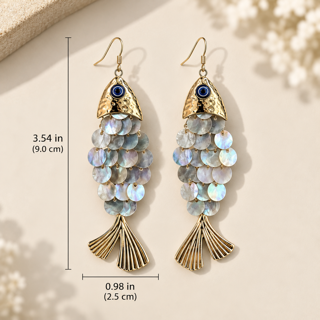 Fish Scale Tassel Drop Earrings