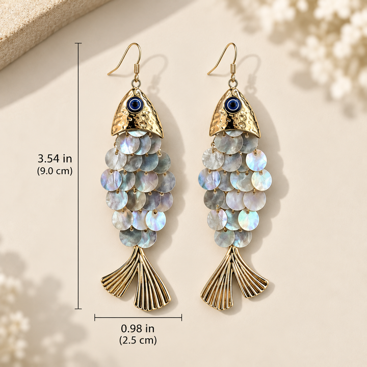 Fish Scale Tassel Drop Earrings