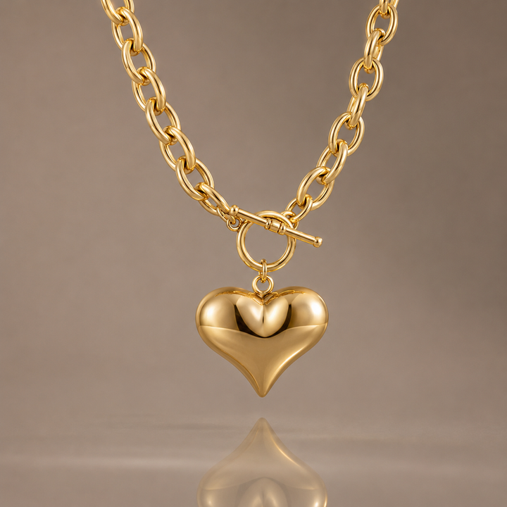 Gold Heart Pendant Chain Necklace