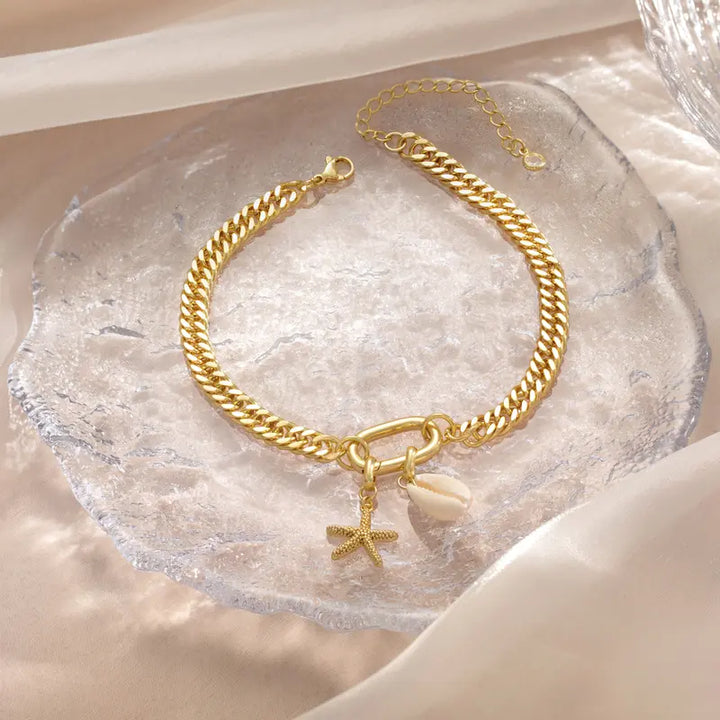 Ocean Starfish Shell Charm Anklet
