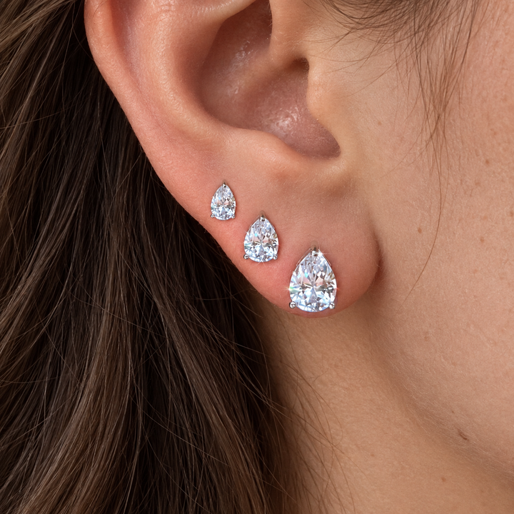 Pear Cut Moissanite Stud Earrings