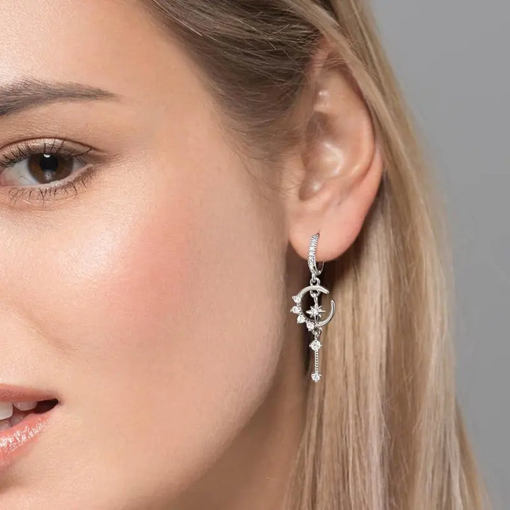 Moon &amp; Star Drop Earrings