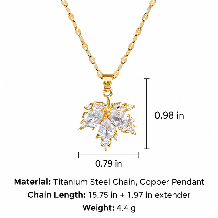 Maple Leaf Crystal Necklace &amp; Earrings
