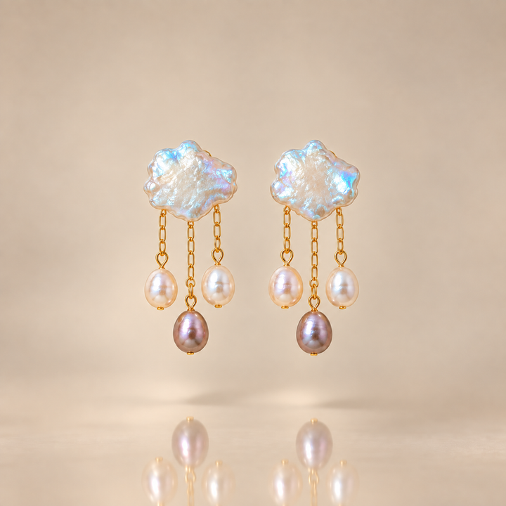 Pearl Cloud Drop Earrings