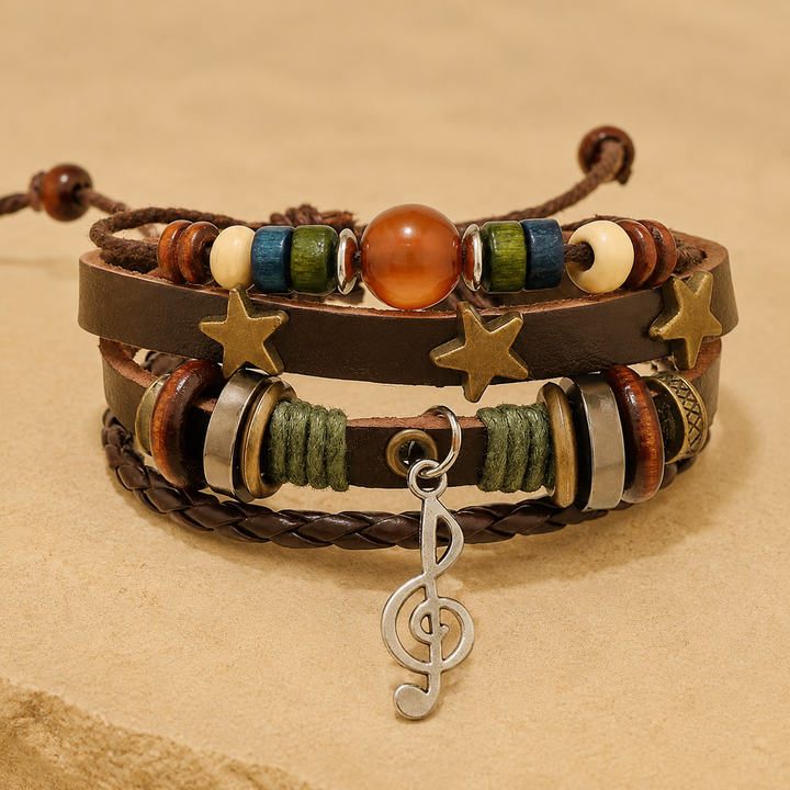 Boho Tribal Leather Bracelet