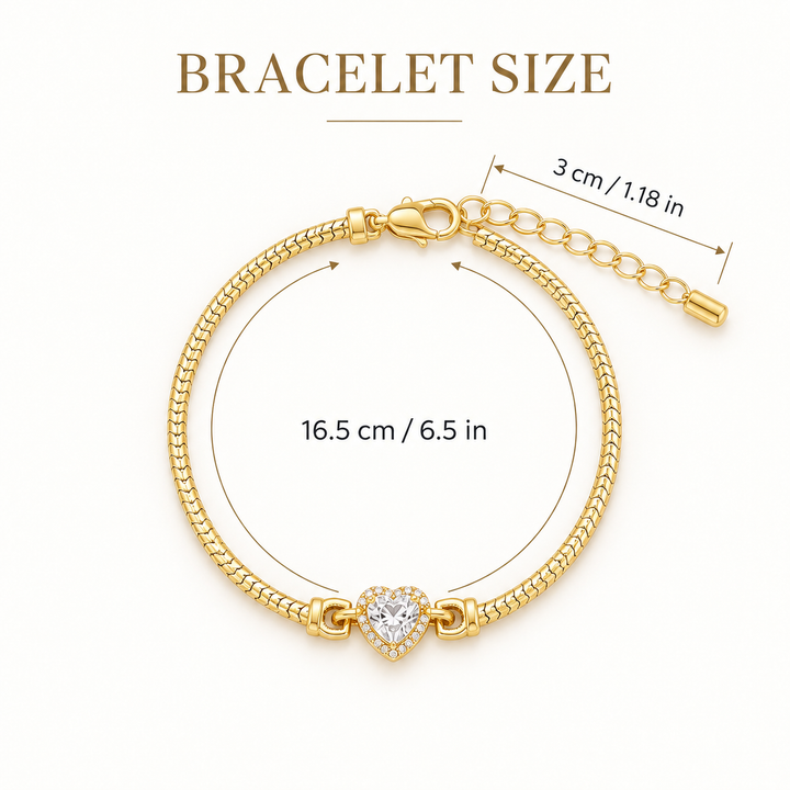Heart Zircon Snake Chain Bracelet