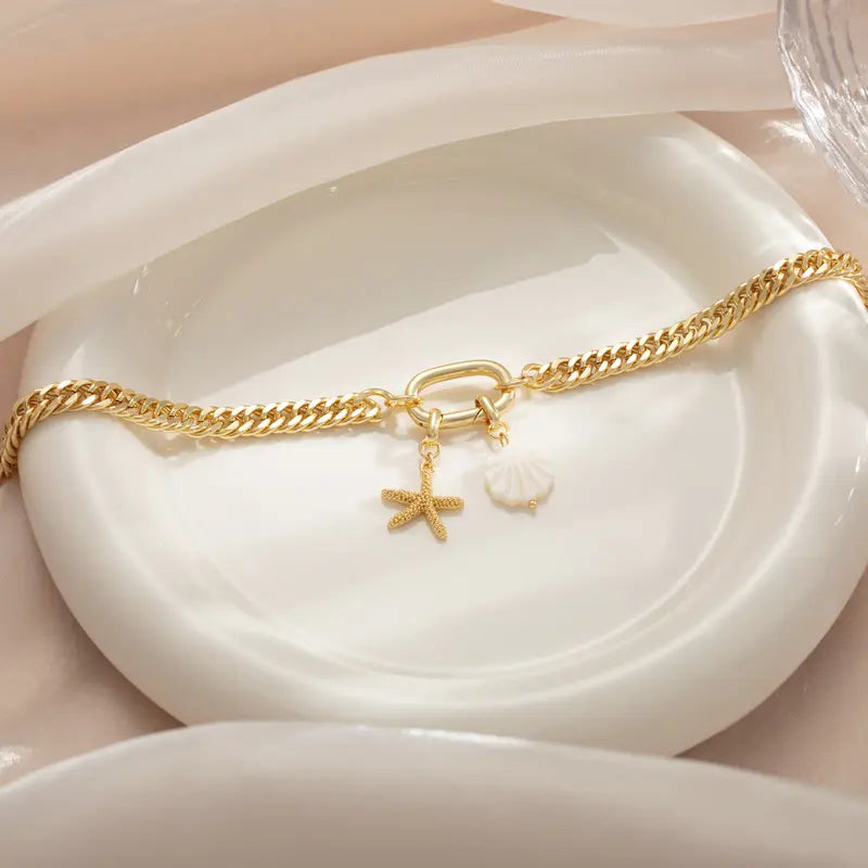 Ocean Starfish Shell Charm Anklet