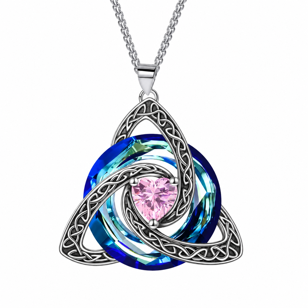 Trinity Knot Birthstone Heart Pendant