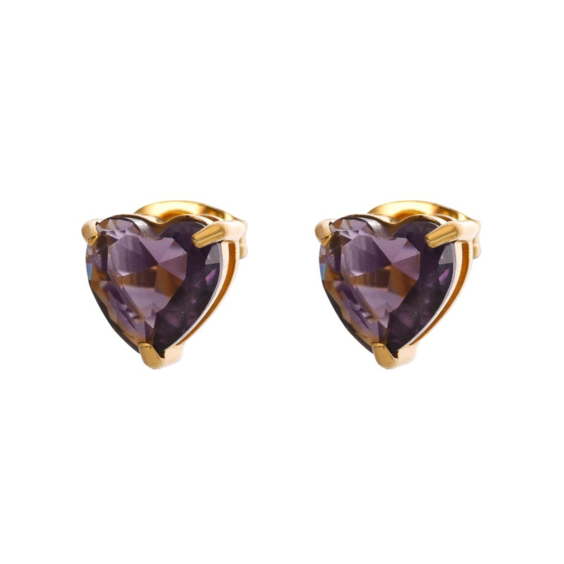 Serene Heart Birthstone Studs