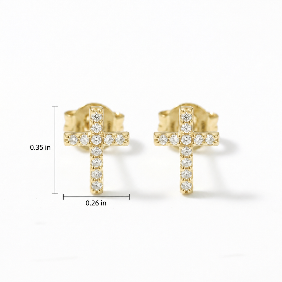 Cubic Zirconia Cross Stud Earrings