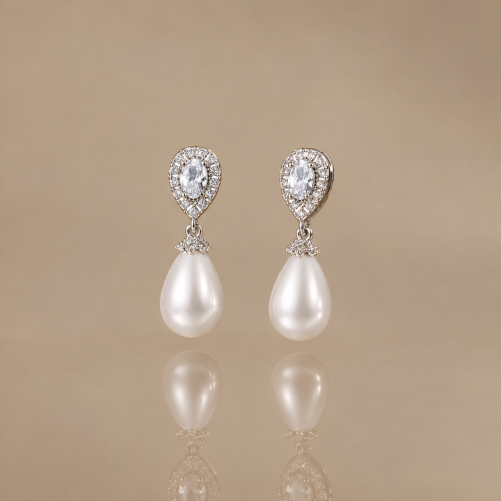 Pearl Drop Zircon Earrings