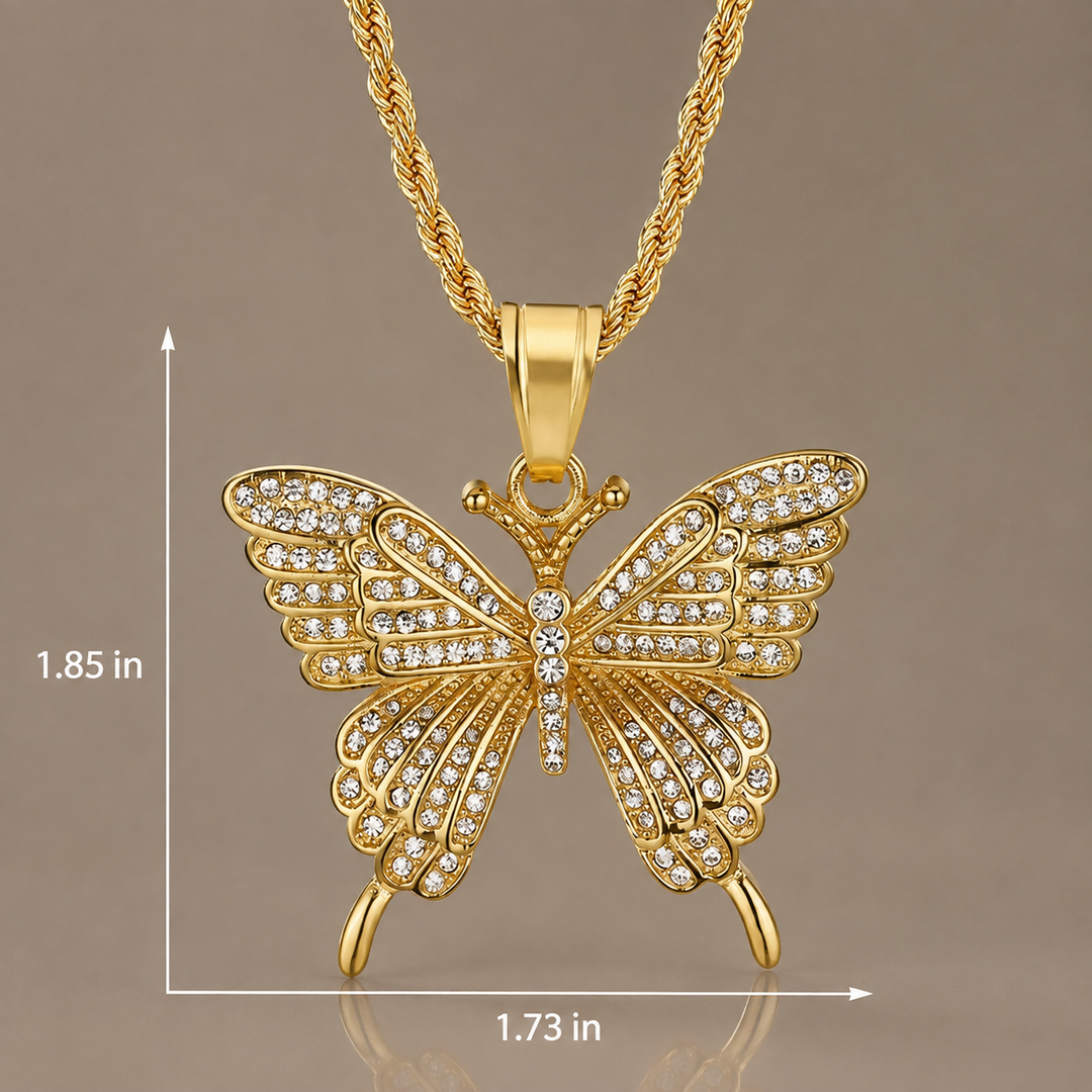 Crystal Butterfly Pendant Necklace