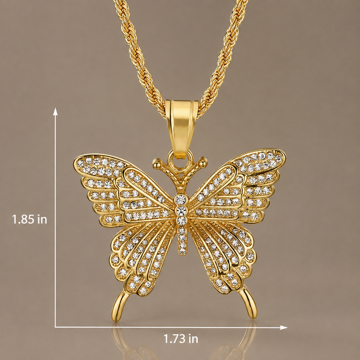 Crystal Butterfly Pendant Necklace