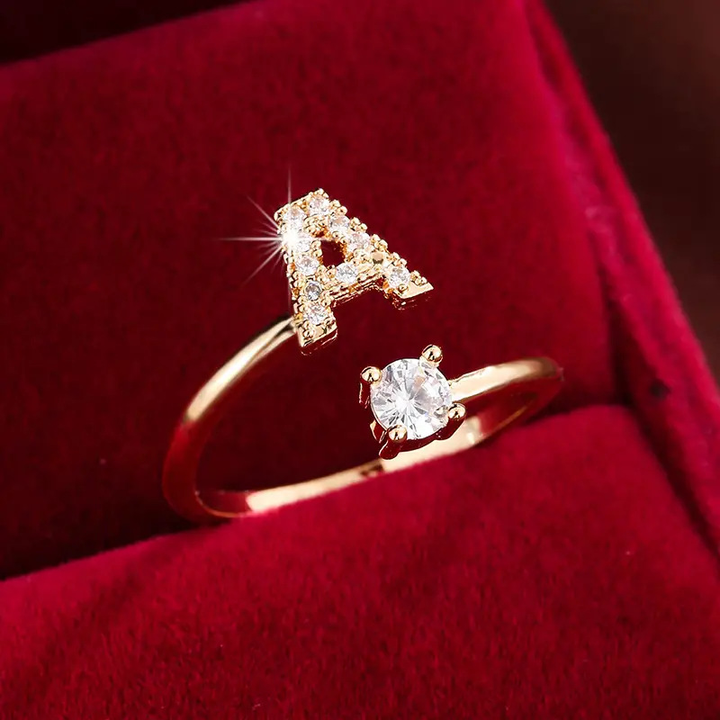 Crystal Letter Ring
