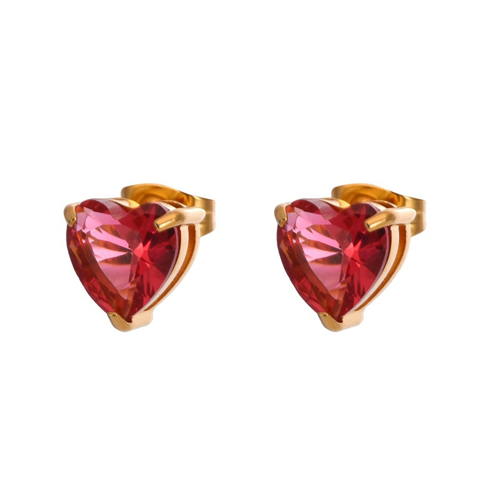 Serene Heart Birthstone Studs