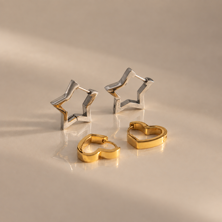 Heart &amp; Star Hoop Earrings