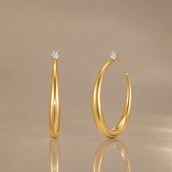Sculptural Oval Hoop Earrings
