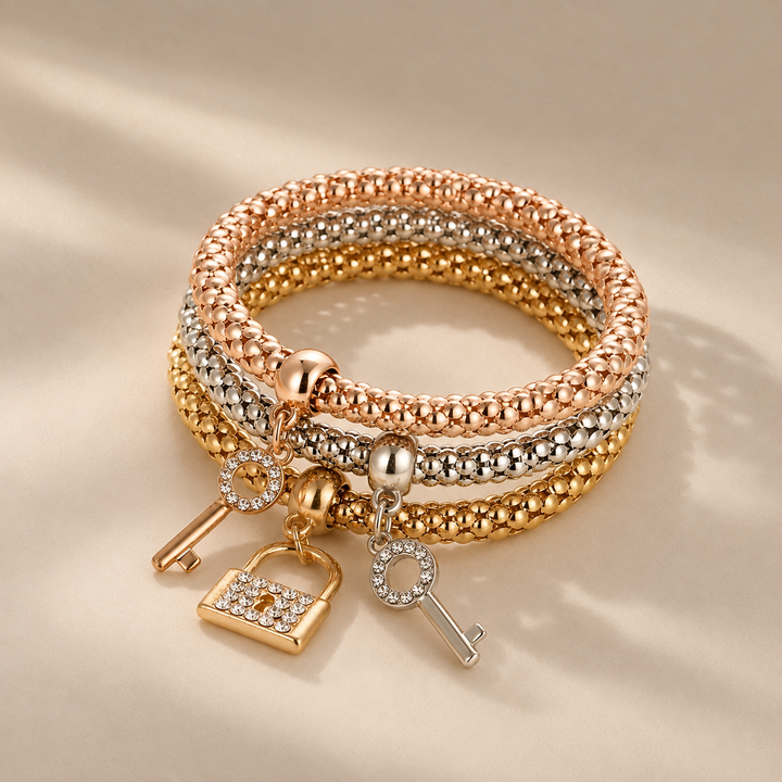 Key &amp; Lock Layered Charm Bracelet