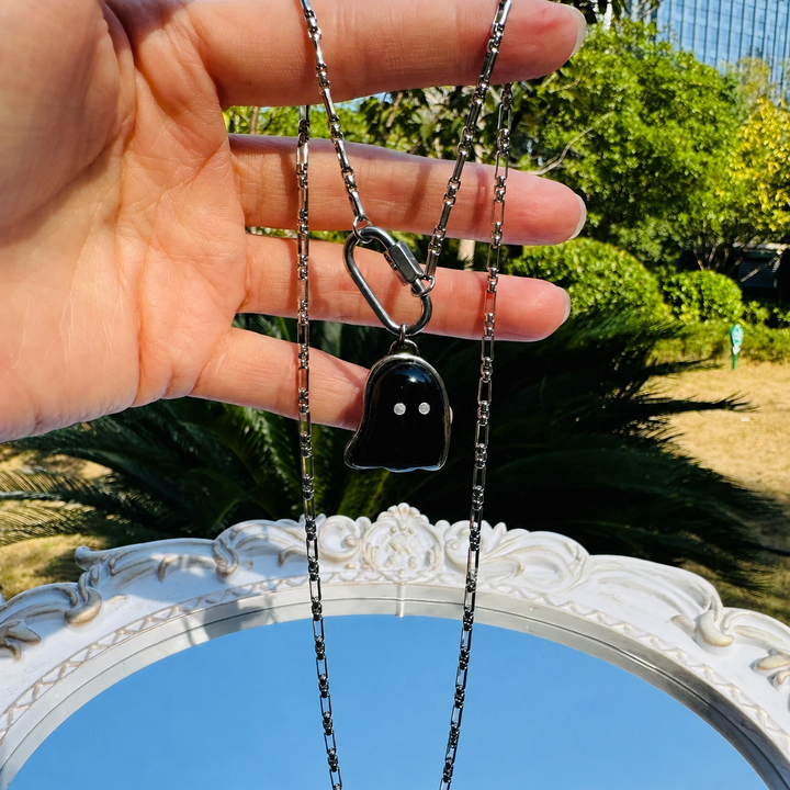 Ghost Pendant Paperclip Necklace