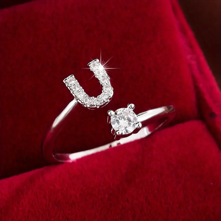 Crystal Letter Ring