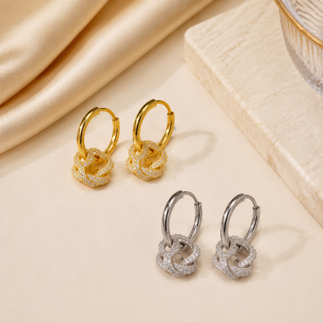 Crystal Knot Hoop Earrings