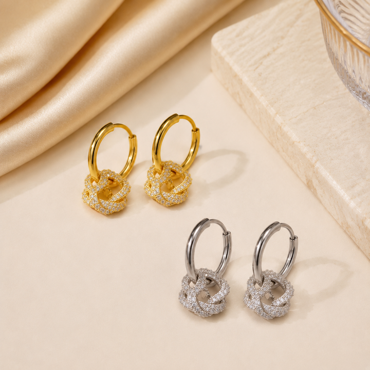 Crystal Knot Hoop Earrings