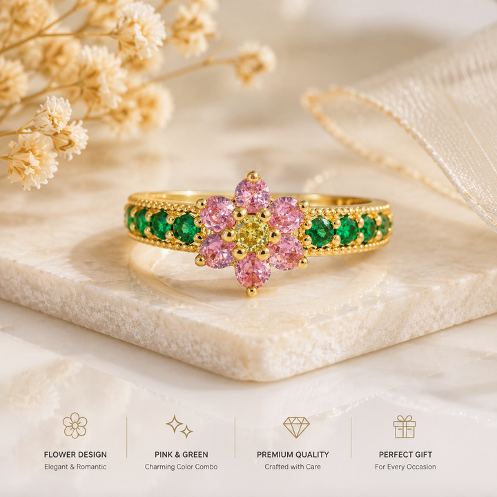 Floral Zircon Ring