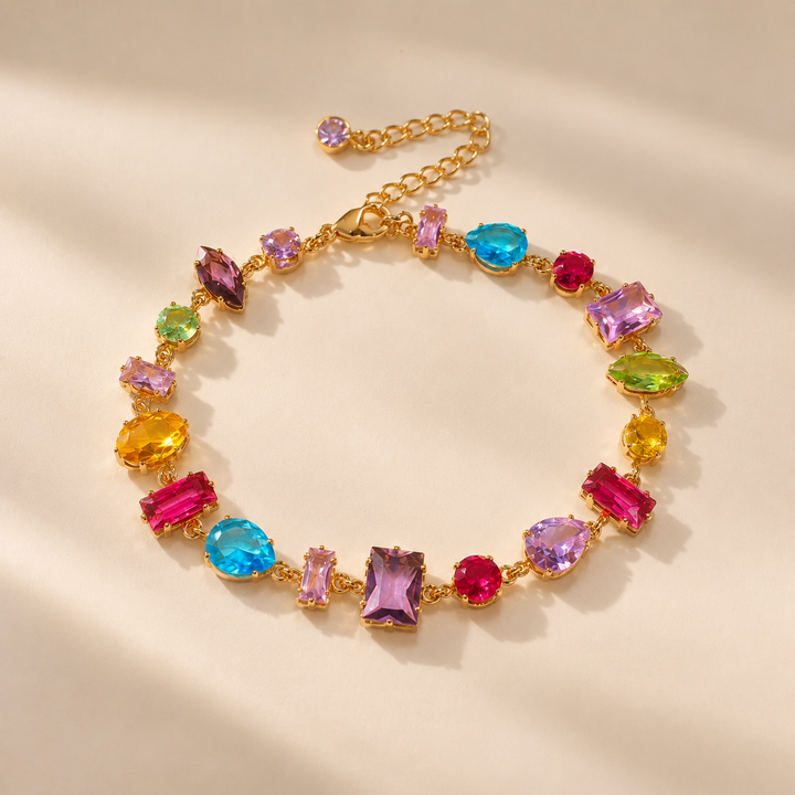 Rainbow Gemstone Charm Bracelet