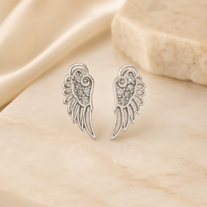 Zircon Angel Wing Stud Earrings