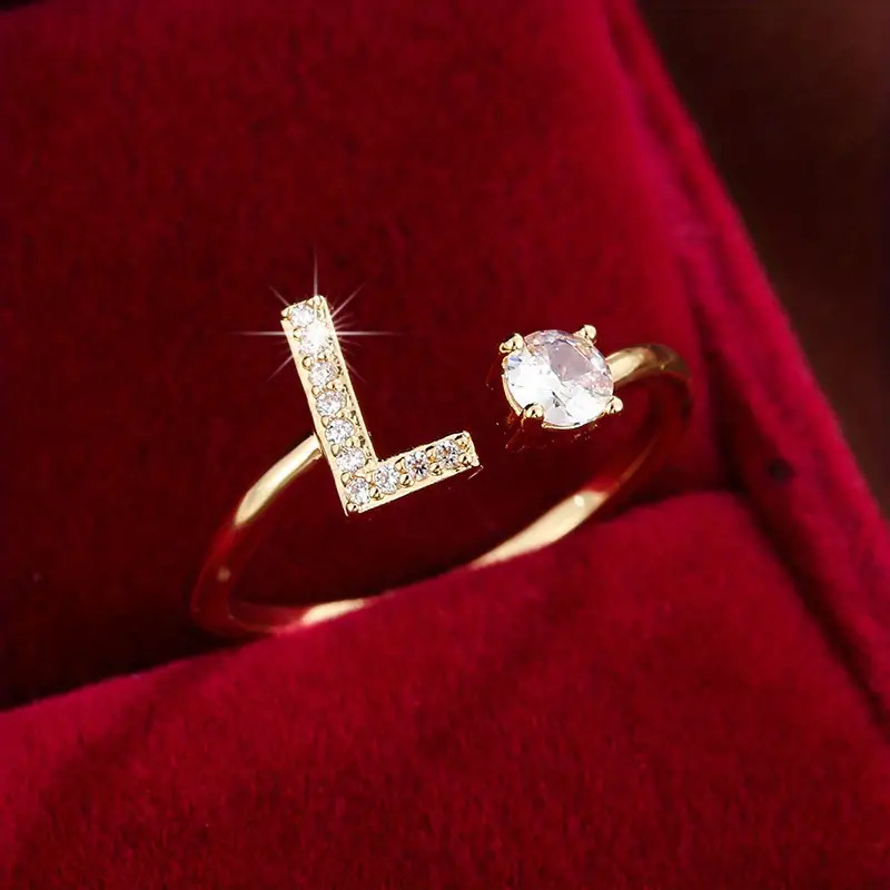 Crystal Letter Ring
