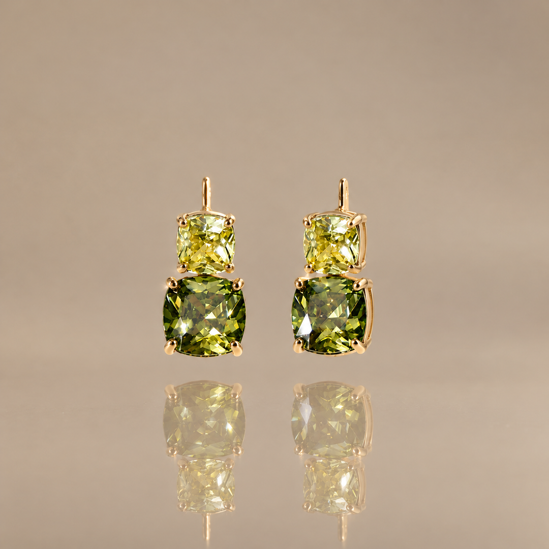 Verdant Duo Peridot Stud Earrings