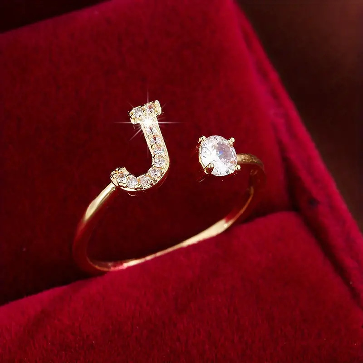 Crystal Letter Ring
