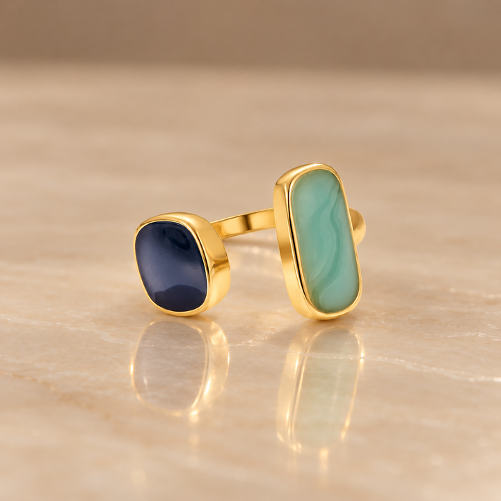 Double Gemstone Adjustable Ring