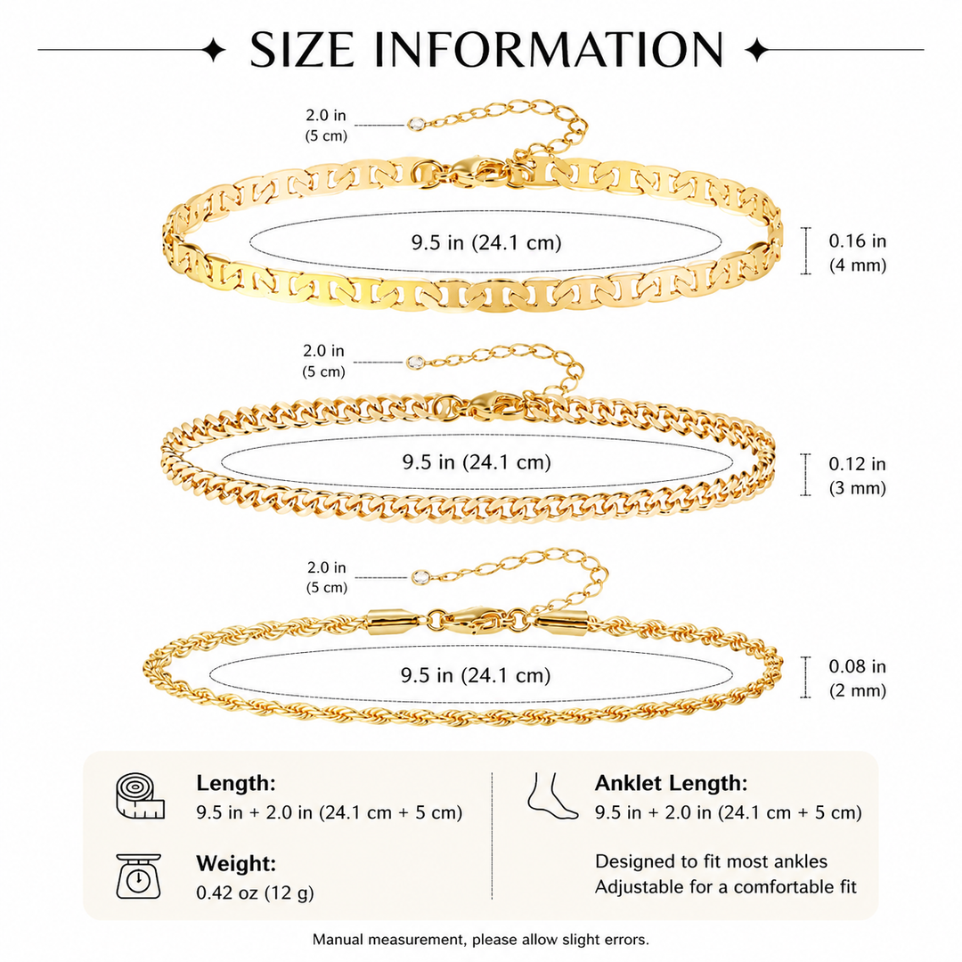 Triple Layer Chain Anklet Set