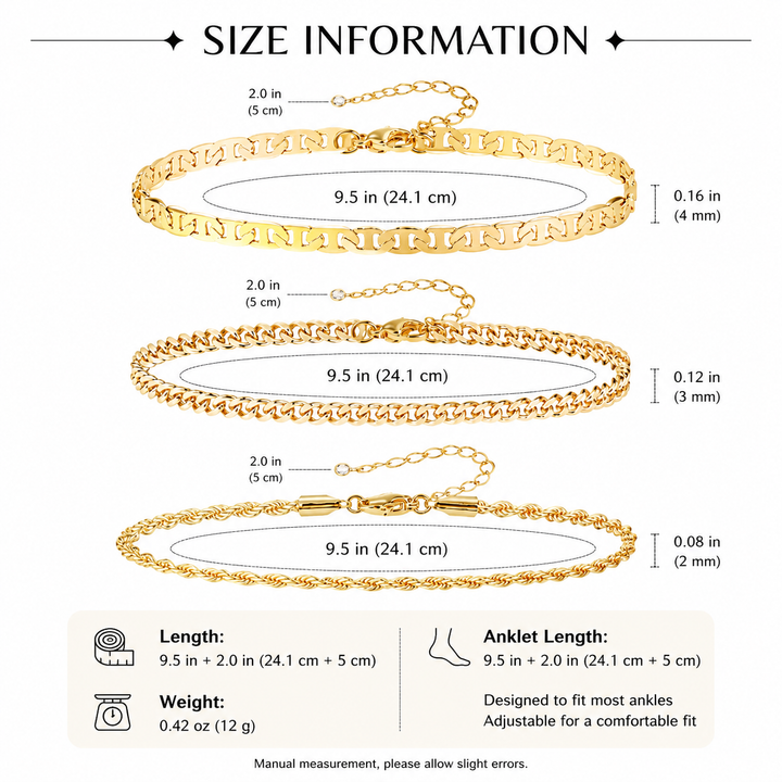 Triple Layer Chain Anklet Set