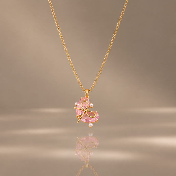 Bow Heart Pendant Necklace