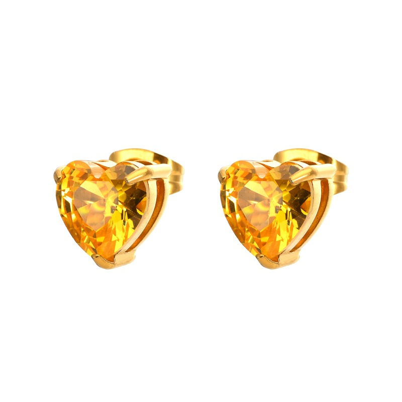 Serene Heart Birthstone Studs